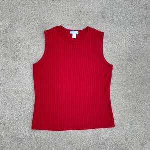 Jennifer Moore Red Cable Knit Sweater Vest, Sleeveless Crew Neck - Size Medium